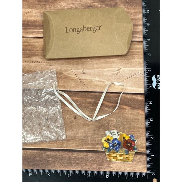 Longaberger Ceramic Basket Tie-On Accessory Floral Design 23066 THANK YOU - Picture 4 of 6